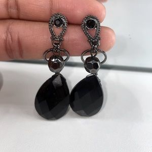 Black and sliver dangling earrings